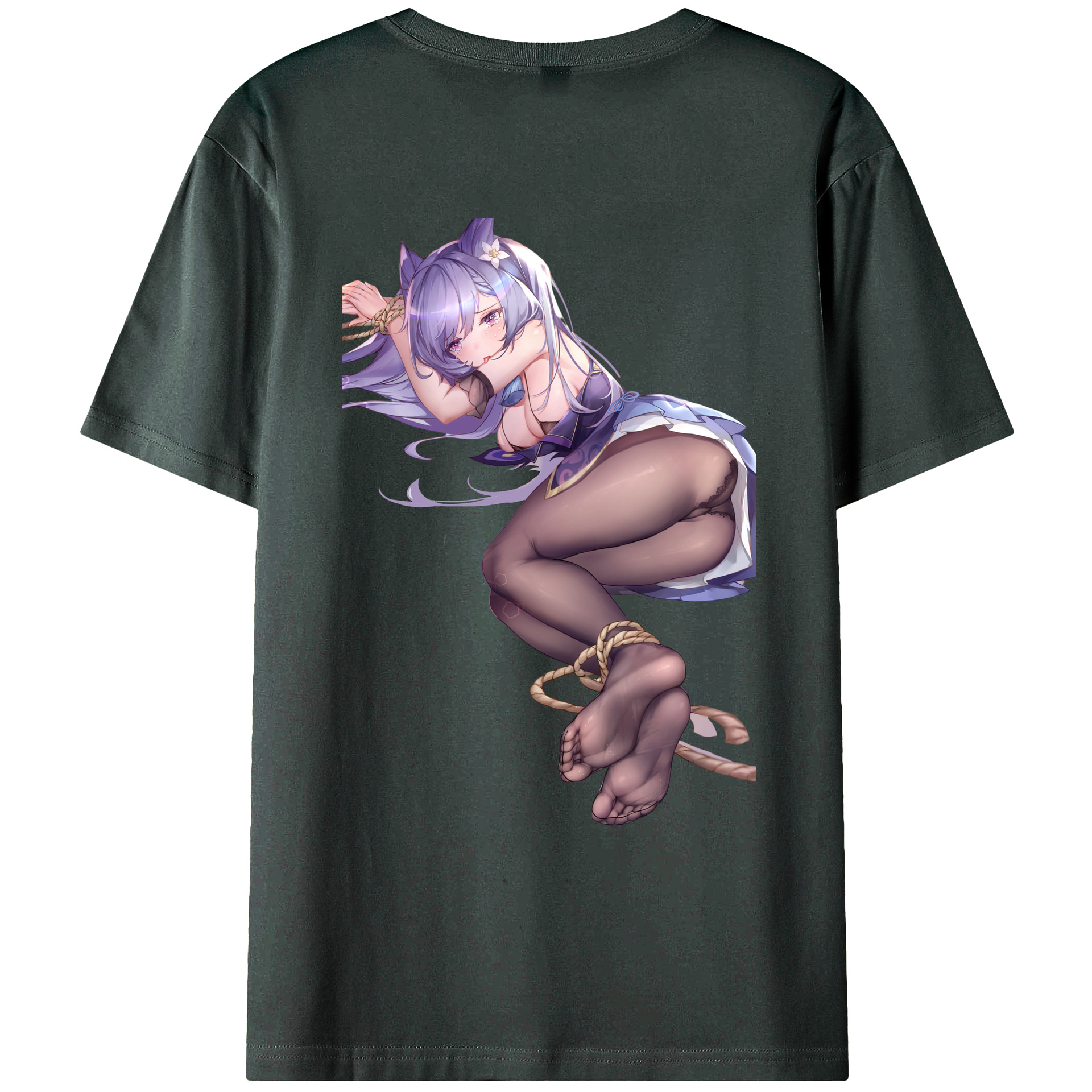 げんし神 刻晴 こくせい genshin Kokusei 綿100％ メンズ半袖Tシャツ（バックプリント） 通気性